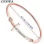 CENWA First Communion Gift First Holy Communion Bracelet Christian Sideway Cross Bracelet First Communion Baptism Jewelry Christening Gift Religious Gift
