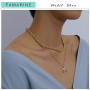 FAMARINE Gold Choker Layered Necklace for Women 4MM, Fashion Geometric Pandent 2 Layered Necklaces for Teen Girls Gift, 18K Gold Plated