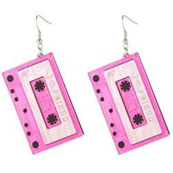 80s Cassette Tape Acrylic Dangle Earrings Vintage Punk Style Geometric Stereo Music Tape Earrings for Women Girls