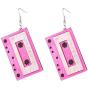 80s Cassette Tape Acrylic Dangle Earrings Vintage Punk Style Geometric Stereo Music Tape Earrings for Women Girls