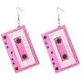 80s Cassette Tape Acrylic Dangle Earrings Vintage Punk Style Geometric Stereo Music Tape Earrings for Women Girls