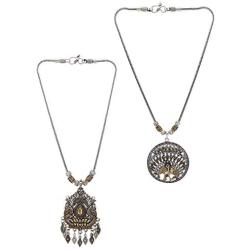 Efulgenz Boho Vintage Antique Ethnic Gypsy Tribal Indian Oxidized Gold Silver Statement Peacock Pendant Necklace Jewelry