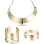 Hanpabum Statement Choker Necklace Open Upper Arm Band and Cuff Bracelets Set for Women Girls Gold Tone Wristband Women Jewelry Set Adjustable