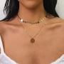 Avanlin Gypsy Layered Sequin Necklaces Gold Coin Pendant Choker Necklace Chain Jewelry for Women and Girls