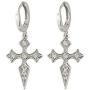 Dainty CZ Cross Dangle Hoop Earrings for Women Girls S925 Sterling Silver with Charms Cubic Zirconia Vintage Boho Baroque Crisscross Religious Drop Dangling Tiny Huggie Hoops Cartilage Helix Jewelry
