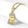 putouzip Mens 18K Gold Plated CZ Fully Iced Out Cartoon 316L Stainless Steel Pendant