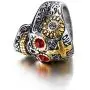 Elfasio Mens Stainless Steel Ring Skull Gothic Cross Red Blue Green Eye Silver Gold Biker Jewelry Elfasio Mens Stainless Steel Ring Skull Gothic Cross Red Blue Green Eye Silver Gold Biker Jewelry