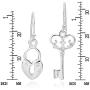 Key to My Loving Heart Lock .925 Sterling Silver Dangle Earrings