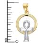 10k Real Solid Gold Ankh Pendant, Two Tone Egyptian Symbol of Life Charm Jewelry