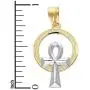 10k Real Solid Gold Ankh Pendant, Two Tone Egyptian Symbol of Life Charm Jewelry