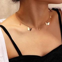 Haloty Butterfly Necklaces Short Star Necklace Chain for Women and Girls