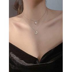 SLUYNZ 925 Sterling Silver Layered Necklace Chain Star Moon Choker Necklace for Women Teen Girls Layering Chain Choker