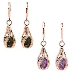 Comelyjewel Womens Earring with Hollow Design,Women Fashion Cubic Zirconia Water Drop Dangle Leaverback Earrings Jewelry Gift - Pink