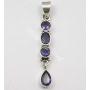 SilverStarJewel Sterling Silver Natural Iolite Long Pendant 1.8'' 3.5 Grams Wholesale Gift