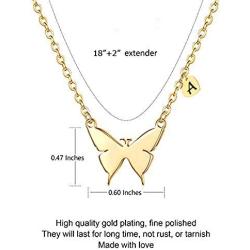 SEMBILAN Initial Butterfly Necklace Heart Necklace 14K Gold Plated Butterfly Butterfly Pendant Necklace Alphabet A - Z Necklace Jewelry Gifts for Women Ladies Girls Teens