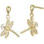 Agvana Sterling Silver Gold Cubic Zirconia Dragonfly Dangle Earrings Bracelet Pendant Necklace Anniversary Birthday Gifts Jewelry for Women Girls Mom Grandma Wife Girlfriend Daughter Her