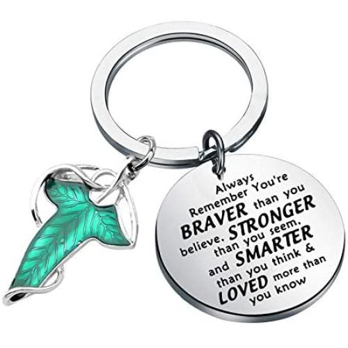 SEIRAA Elven Green Leaf Movie Inspired Jewelry Gift for Fans Always Remember You’re Braver Than You Believed Key Chain