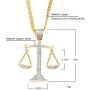 charlinliol Scales of Justice Necklace Balance Libra Pendant Gold Plated Copper Necklace Zircon Iced Out Jewery for Men and Women Chain 24 inches