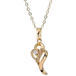 YAZILIND Personality Double Heart Cubic Zirconia Pendant Necklace Gold Plated Chain for Women Girl