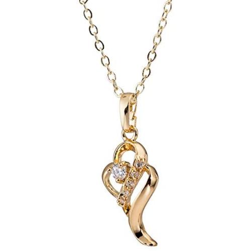 YAZILIND Personality Double Heart Cubic Zirconia Pendant Necklace Gold Plated Chain for Women Girl