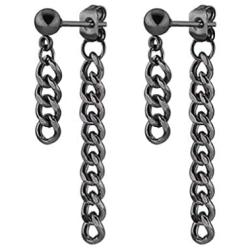 Fusamk Punk Rock Stainless Steel Long Chain Stud Earrings Drop Dangle Earrings