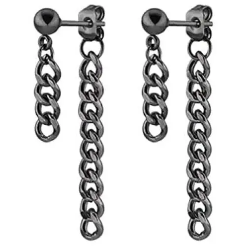Fusamk Punk Rock Stainless Steel Long Chain Stud Earrings Drop Dangle Earrings Fusamk Punk Rock Stainless Steel Long Chain Stud Earrings Drop Dangle Earrings