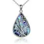 POPLYKE Tree of Life Pendant Necklace for Women Sterling Silver Family Tree Teardrop Alabone Shell Celtic Knot Jewelry for Mom Girls (Colorful-Alabone Teardrop Tree Necklace)