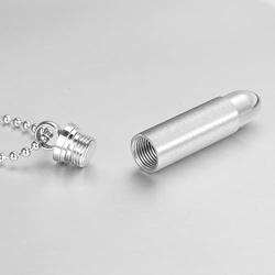 Valyria Memorial Jewelry Mens Stainless Steel Waterproof Bullet Urn Pendant Necklace