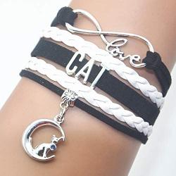 HHHbeauty Kitten Cat Bracelet Jewelry Infinity Love Cat Lover Gifts Cat BFF Jewelry Bracelet Gifts for Women, Girls, Men, Boys, Cat Owner Gifts, Cat Themed Gifts