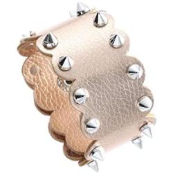 Pingyongchang Unisex Metal Waterproof Leather Bracelet Punk Spike Rivet Cuff Metal Studded Black Wristband Party Jewelry Gifts