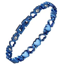 Jecanori Magnetic Bracelets for Women Titanium Steel Therapy Bracelet Pain Relief for Arthritis 3500 Gauss Magnets Titanium Steel Bracelets for Carpal Tunnel Syndrome,Love Heart Design