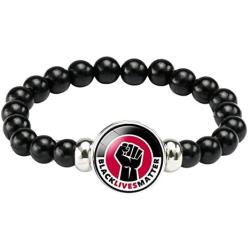 Black Lives Matter Bracelet - BLM Anti-Racism BLM Movement Bracelets Awareness Support Wristband Bracelets (Red)