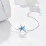 925 Sterling Silver with Blue Fire Opal Starfish Adjustable Bracelet, Beach Nautical Jewelry Easter Mother Day Gift for Women Girlfriend Daughter with Gift Box