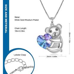 GEORGE · SMITH Brother Bear Animal Necklace Purple Heart Teddy Pendant Necklace with Crystals from Austria, Birthday Gifts for Daughter Teen Girls Girlfriend
