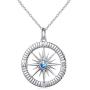 S925 Sterling Silver Simulated Birthstones Compass No Matter Where Bracelet and Pendant Necklace 18'' Graduation Gift