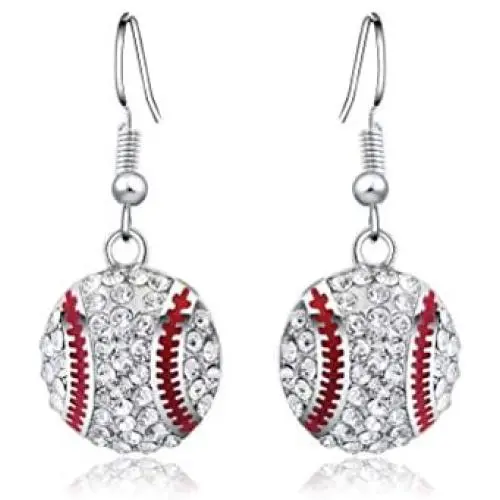 Baseball Softball Crystal Enamel Dangle Earrings Bling Sport Ball Earring Jewelry for Girls Baseball Softball Crystal Enamel Dangle Earrings Bling Sport Ball Earring Jewelry for Girls