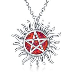 SIMONLY Supernatural Necklace Sterling Silver Created Opal Sun Sunburst Pendant Supernatural Necklaces Jewelry