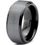 Charming Jewelers Tungsten Wedding Band Ring 10mm Men Women Comfort Fit 18k Yellow Rose Gold Black Grey Step Bevel Edge Brushed Polished