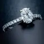 Petite Micropavé 1.5 Carat Oval Cut Cubic Zirconia CZ Solitaire Rhodium Plated Sterling Silver Engagement Rings |Ideal Cut, D-E Color, FL Clarity