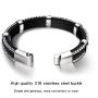 Creative Black Cowhide Braided Leather Bracelet For Men Around Stainless Steel Fine Bracelet with Stainless Steel Magnetic Buckle