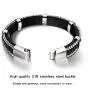 Creative Black Cowhide Braided Leather Bracelet For Men Around Stainless Steel Fine Bracelet with Stainless Steel Magnetic Buckle Creative Black Cowhide Braided Leather Bracelet For Men Around Stainless Steel Fine Bracelet with Stainless Steel Magnetic Buckle