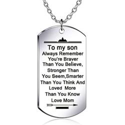 danjie Stainless Steel Dog Tag Letters to My Son.Love mom Pendant Necklace,Inspirational Gifts for Son Jewelry