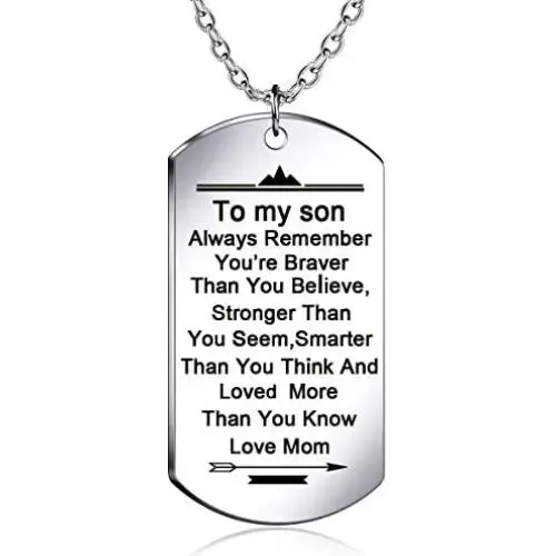 danjie Stainless Steel Dog Tag Letters to My Son.Love mom Pendant Necklace,Inspirational Gifts for Son Jewelry danjie Stainless Steel Dog Tag Letters to My Son.Love mom Pendant Necklace,Inspirational Gifts for Son Jewelry