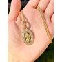 Shop-iGold Virgin Mary Men Women 925 Italy Gold Finish Iced Silver Charm Ice Out Pendant Stainless Steel Real 3 mm Rope Chain, Mans Jewelry, Iced Pendant, Rope Necklace 16''- 24''
