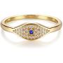 VACRONA Dainty Gold Evil Eye Ring 14K Gold Plated Simulated Sapphire Ring White CZ Micro Pave Ring Stackable Eternity Ring Protection Ring Gift for Her