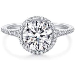 HAFEEZ CENTER 14K Solid Gold 2ct Round Brilliant Cut DEF Color Petite Moissanite Engagement Ring