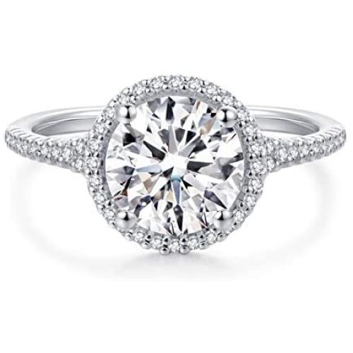 HAFEEZ CENTER 14K Solid Gold 2ct Round Brilliant Cut DEF Color Petite Moissanite Engagement Ring