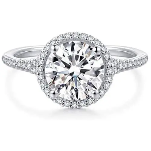 HAFEEZ CENTER 14K Solid Gold 2ct Round Brilliant Cut DEF Color Petite Moissanite Engagement Ring HAFEEZ CENTER 14K Solid Gold 2ct Round Brilliant Cut DEF Color Petite Moissanite Engagement Ring