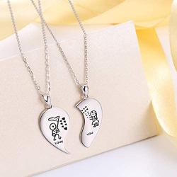 S925 Sterling Silver Mens Womens Couple Lovers Friendship BFF Matching Pendant Necklace for 2