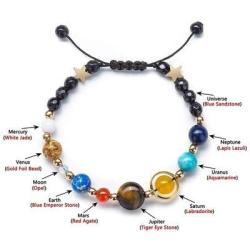 Solar System Bracelet Beaded Universe Galaxy The Eight Planets Guardian Star Natural Stone Beads Rope Woven Bracelet Bangle Jewelry Gifts for Women Girls